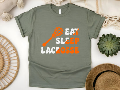 Eat Sleep Lacrosse T-Shirt – Funny Lax Player Tee, Cool Gift for Lacrosse Fans & Athletes, Unisex Sports Shirt for Game Day