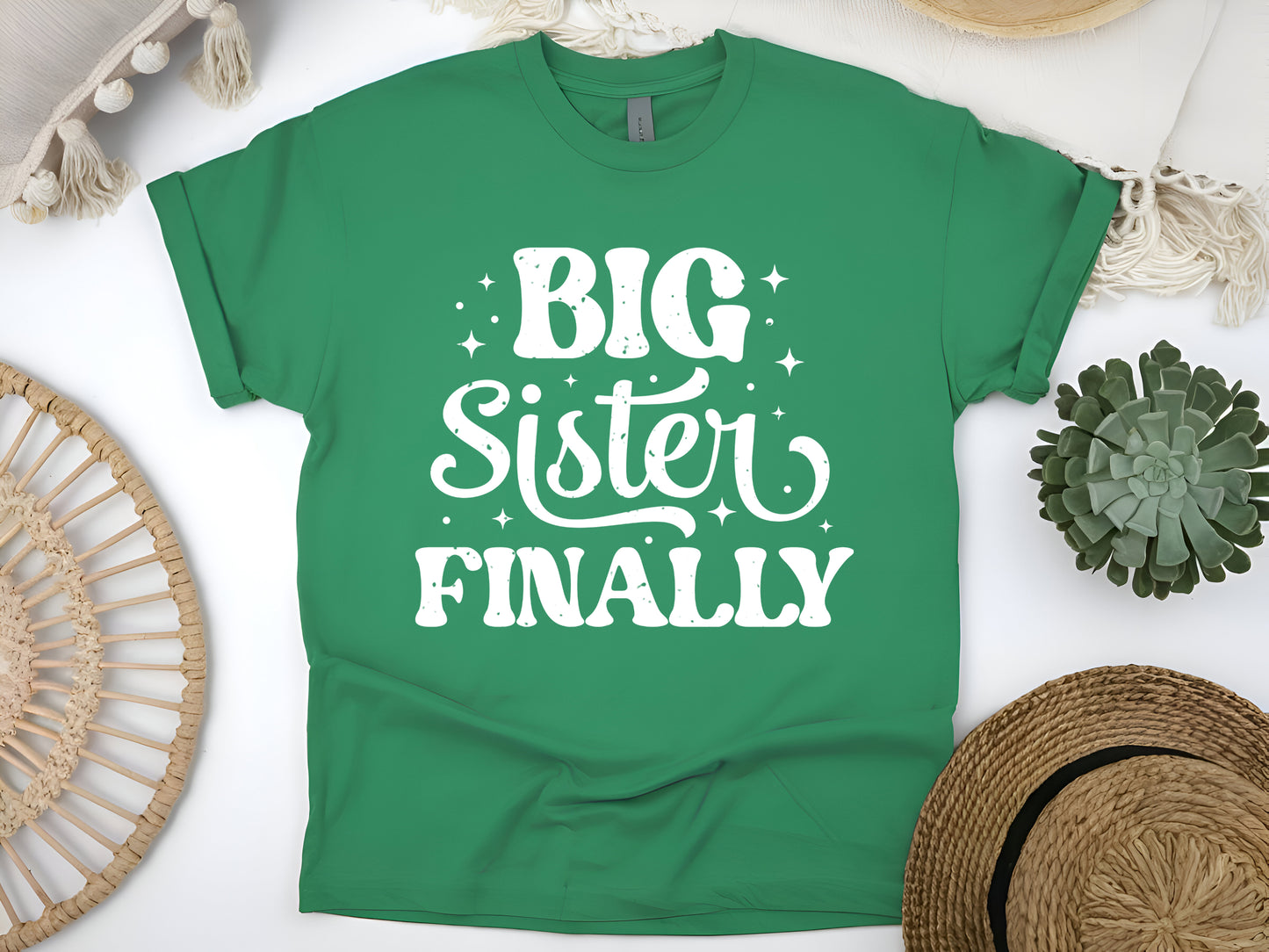 Big Sister Finally T-Shirt, Promoted to Big Sister 2025, New Sibling Announcement Shirt, Cute Big Sister Gift