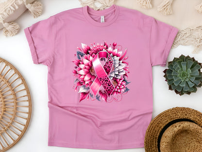 Breast Cancer Awareness T-Shirt – Pink Ribbon Sunflower Tee – Support & Hope Shirt for Warriors & Survivors