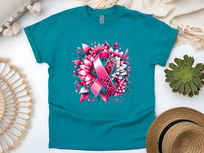 Breast Cancer Awareness T-Shirt – Pink Ribbon Sunflower Tee – Support & Hope Shirt for Warriors & Survivors