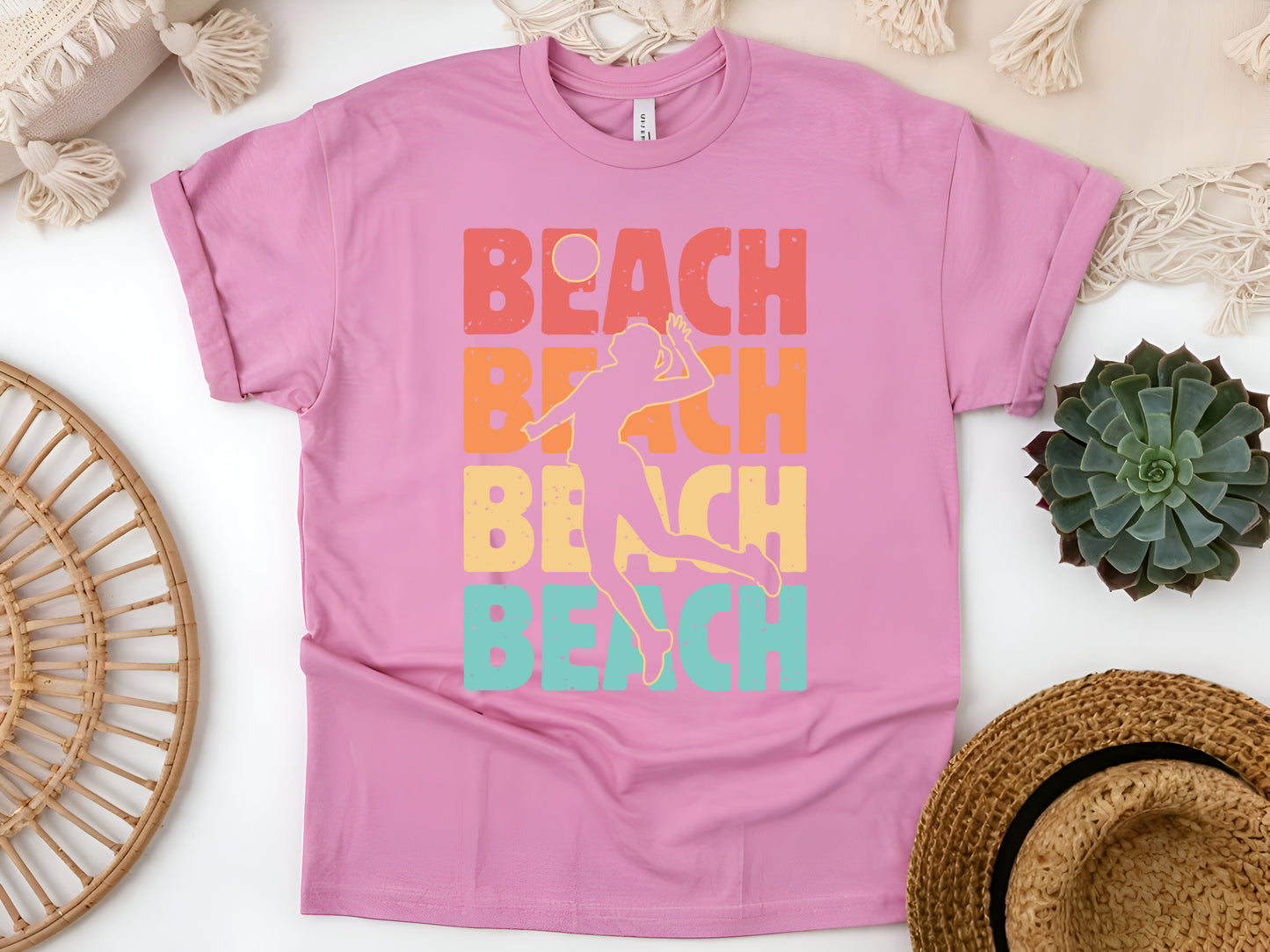 Beach Volleyball Silhouette T-Shirt - Summer Sports Outdoor Game Tee