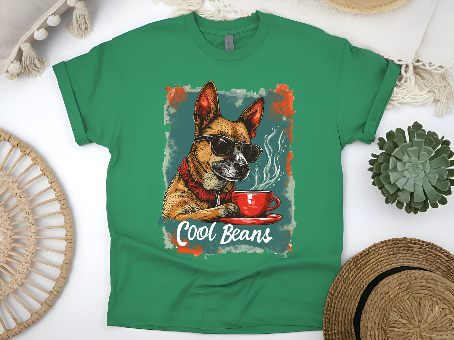 Dog Coffee Beans T-Shirt - Funny Coffee Lover Tee - Cute Dog & Caffeine Gift Unisex Shirt