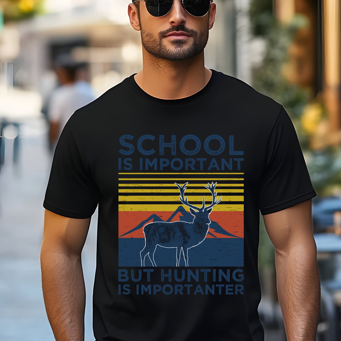 School Is Important But Hunting Is Importanter T-Shirt – Funny Deer Hunting Tee for Hunters & Outdoor Enthusiasts