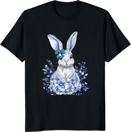 Blue Bunny Easter Unisex Tee – Coquette Bow Rabbit Cute Spring Shirt