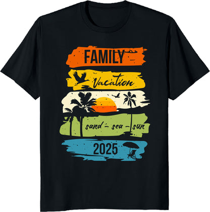 Family Vacation 2025 Unisex Tee - Sand, Sea & Sun Matching Trip Shirt