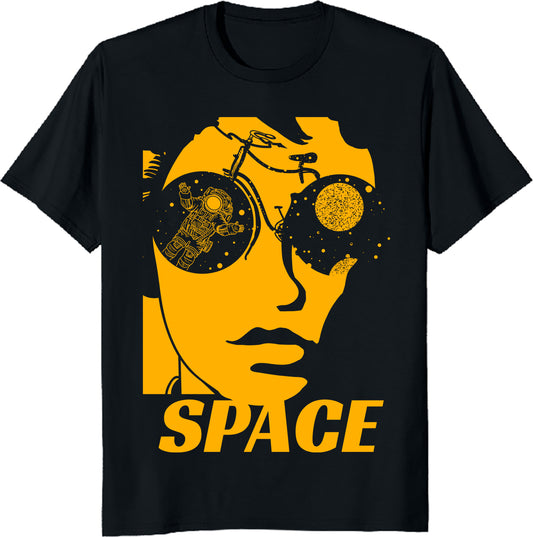 Space Cycling T-Shirt – Astronaut Riding Bike in Space – Funny Galaxy Lover Tee