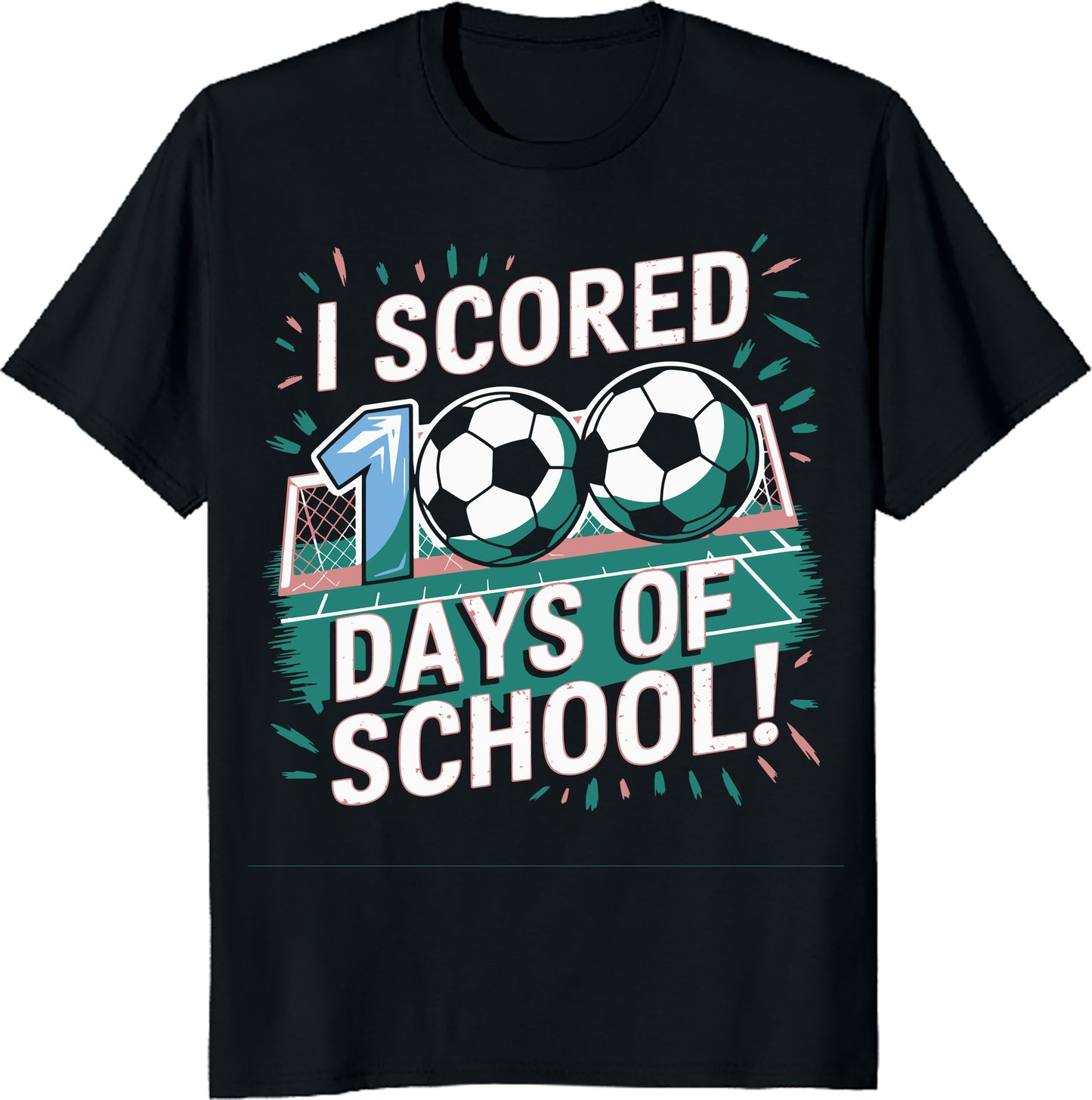 I Scored 100 Days of School Shirt - Funny Soccer Teacher Tee - 100th Day Celebration - Kids Soccer Gift - Unisex Tee