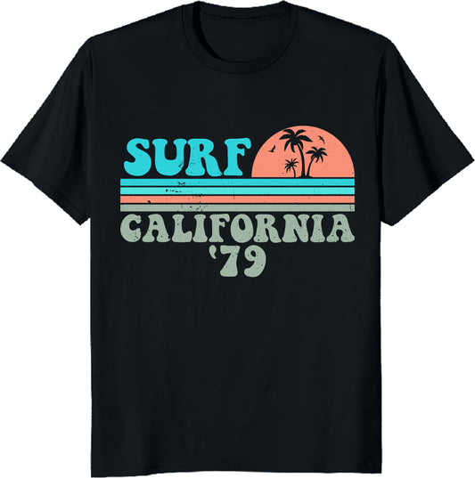 Surf California 79 T-Shirt - Retro Vintage Surfing Tee, Beach Summer Vibes, Ocean Lover Shirt, Printed in USA