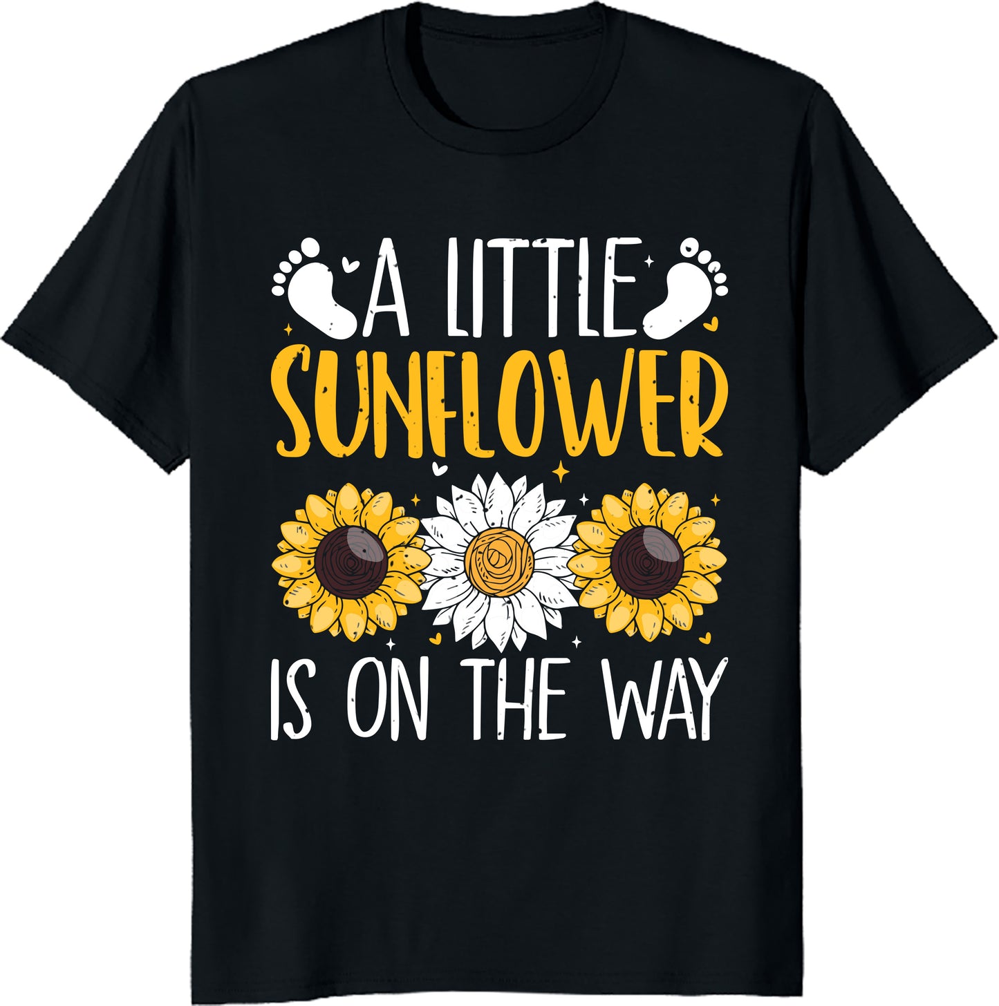 A Little Sunflower Is On The Way T-Shirt - Cute Baby Announcement Tee