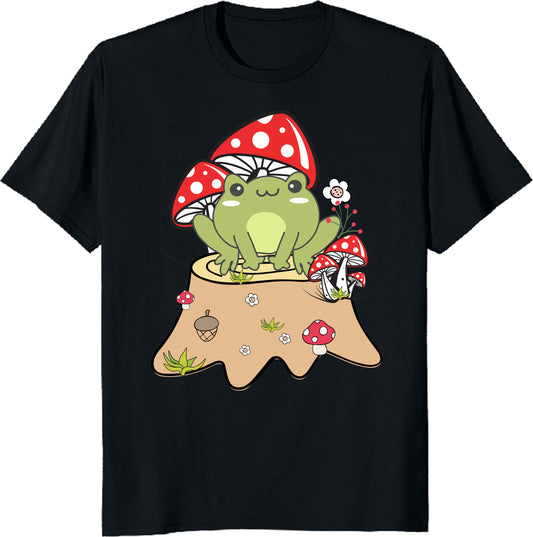 Cottagecore Frog Unisex Tee - Aesthetic Frog with Mushroom T-Shirt