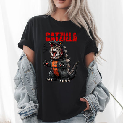 Cute Catzilla T-Shirt - Funny Cat Lover Tee, Adorable Kitty Design, Unisex Casual Shirt