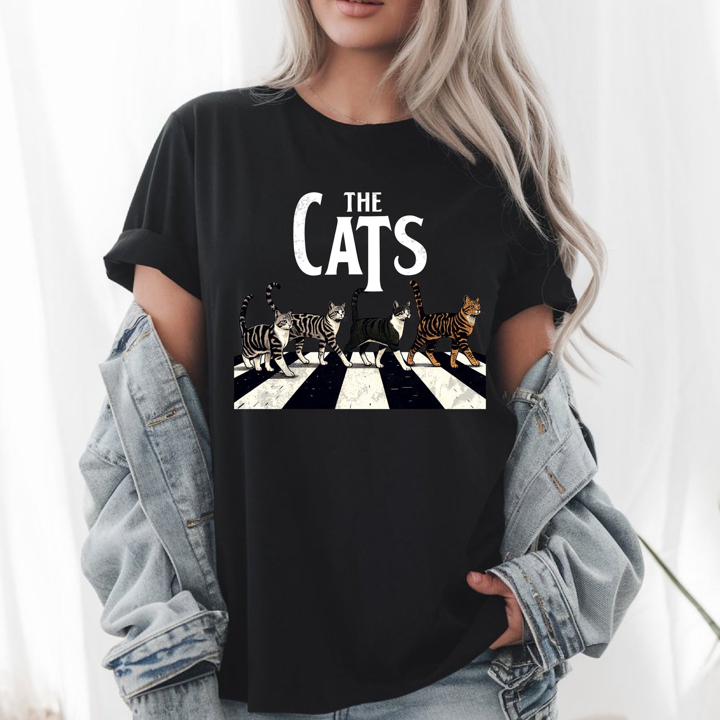 Retro Cat Rock and Roll T-Shirt – Funny Music Gift for Men, Women & Kids