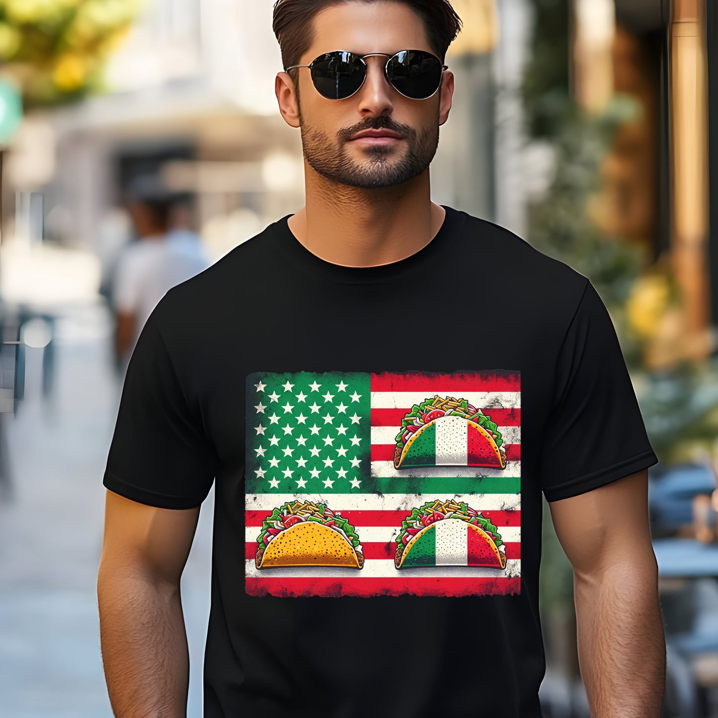 Mexican American USA Flag Serape T-Shirt, Cinco de Mayo Apparel