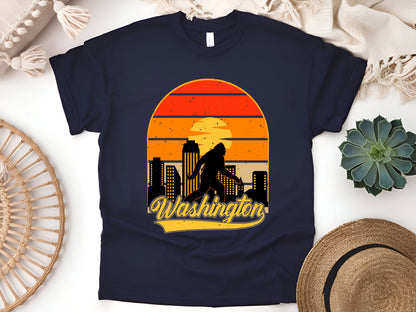 Vintage Bigfoot Washington T-Shirt – Retro Sasquatch PNW Adventure Tee – Mysterious Forest Explorer Shirt