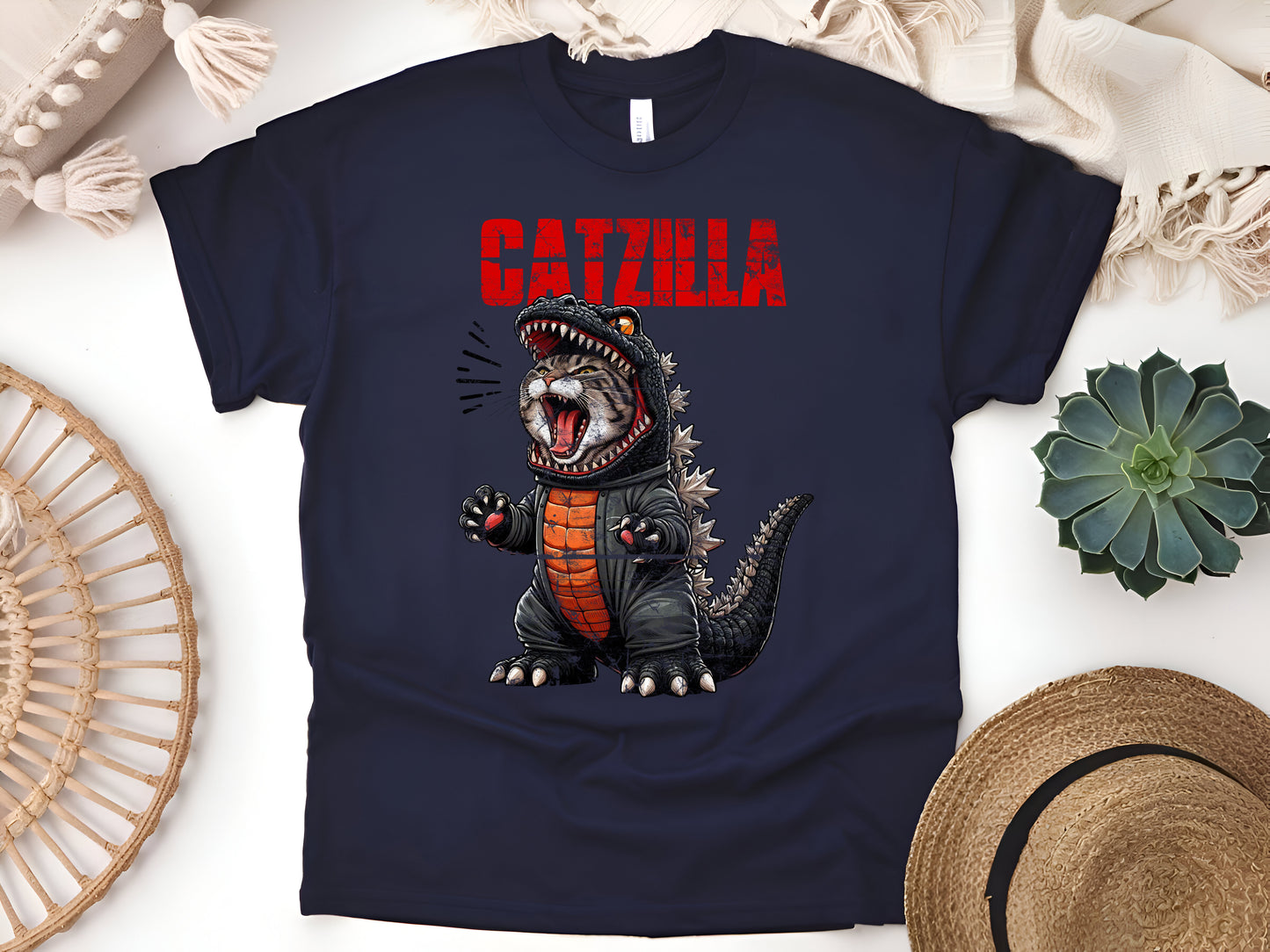 Cute Catzilla T-Shirt - Funny Cat Lover Tee, Adorable Kitty Design, Unisex Casual Shirt