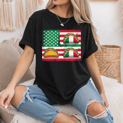 Mexican American USA Flag Serape T-Shirt, Cinco de Mayo Apparel