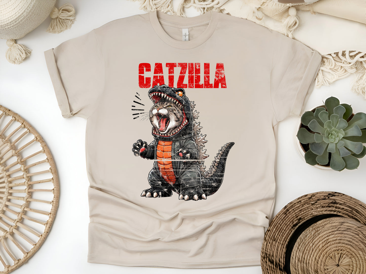 Cute Catzilla T-Shirt - Funny Cat Lover Tee, Adorable Kitty Design, Unisex Casual Shirt