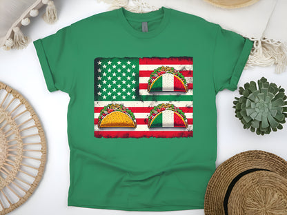 Mexican American USA Flag Serape T-Shirt, Cinco de Mayo Apparel