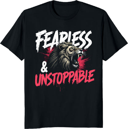 Fearless and Unstoppable – Roaring Lion Silhouette Unisex T-Shirt