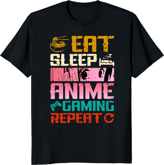 Eat Sleep Anime Gaming Repeat Kawaii Otaku Manga T-Shirt