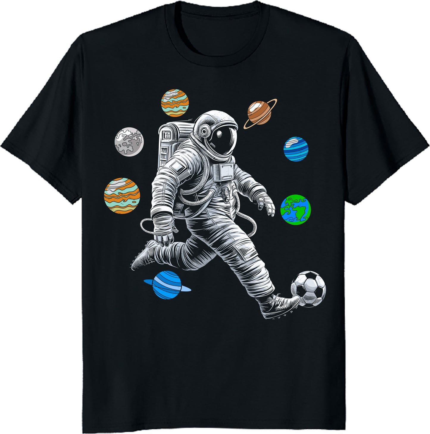 Astronaut Playing Soccer T-Shirt – Space Lover Gift, Sci-Fi Tee, Galaxy Shirt