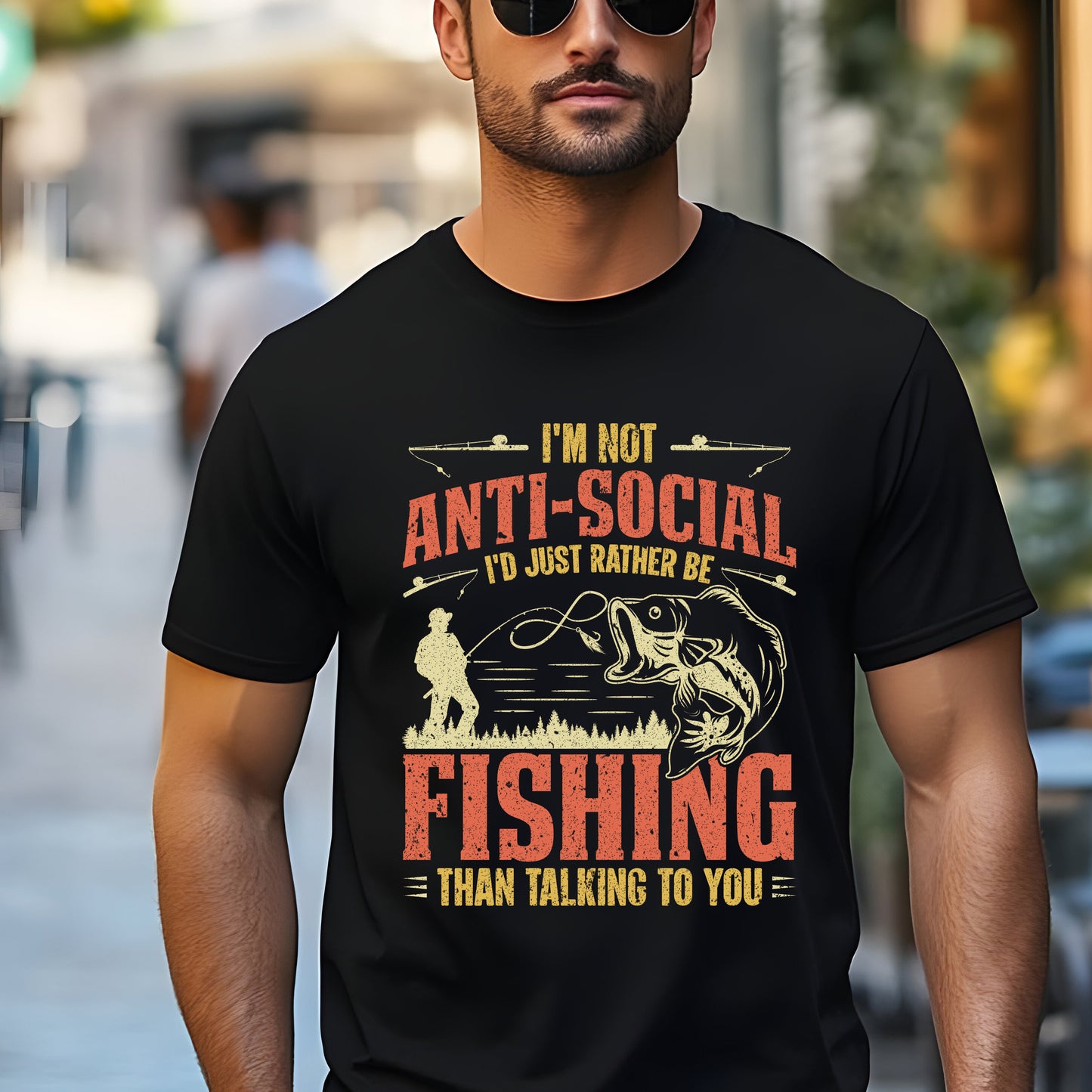 I'm Not Anti-Social, I'd Just Rather Be Fishing T-Shirt - Funny Fisherman Tee, Introvert Humor Shirt, Unisex Casual Wear