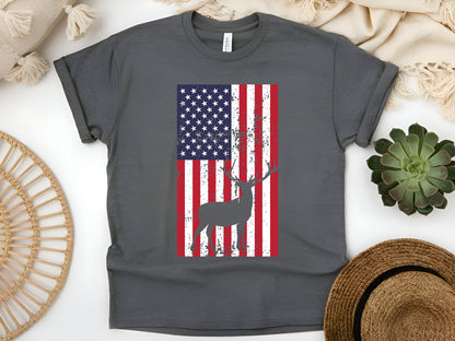 American Flag Deer Hunting T-Shirt – Patriotic USA Wildlife Tee