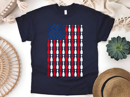 Bowling American Flag T-Shirt Patriotic Bowling Lover USA Sports Gift