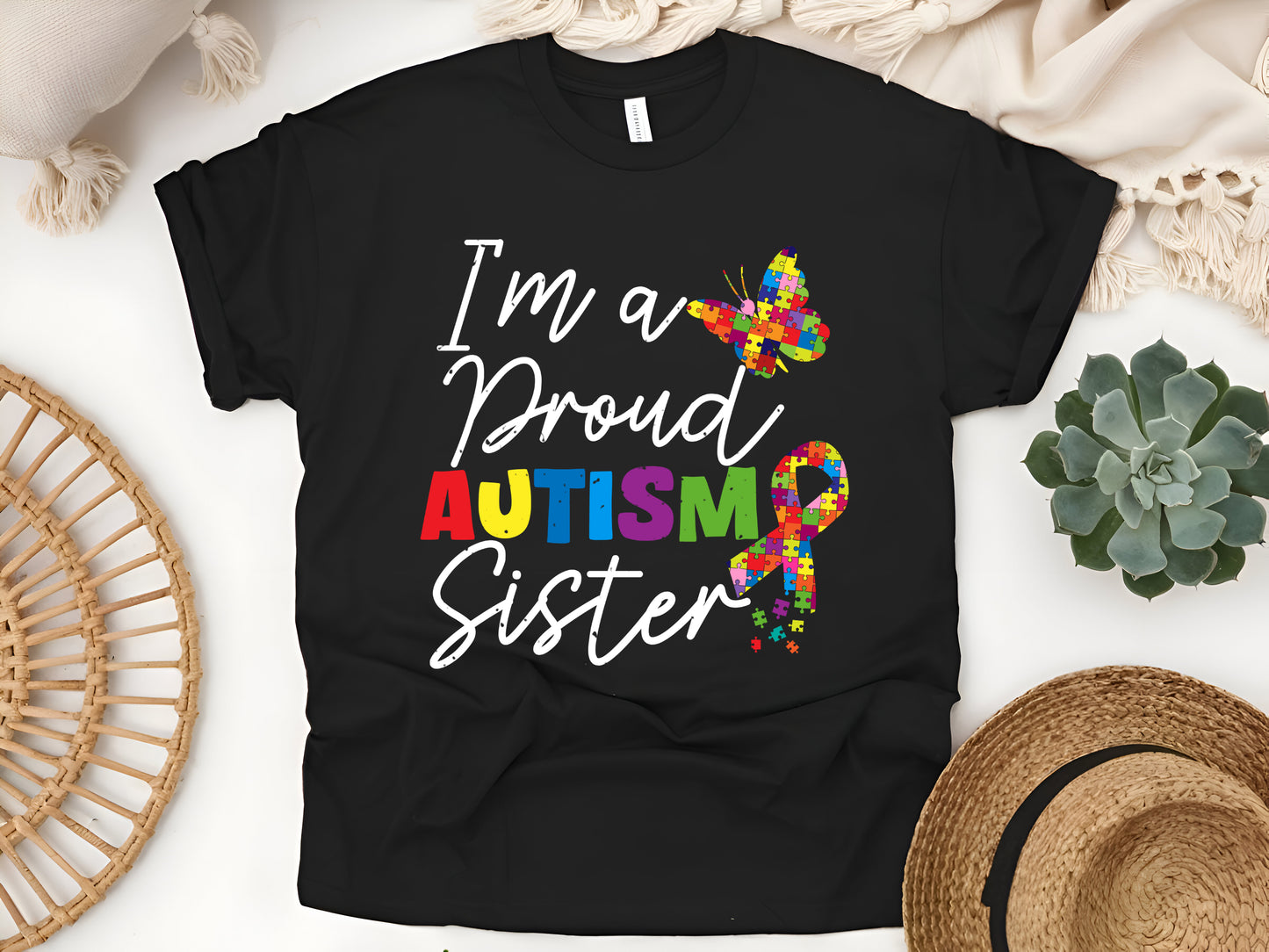 I'm a Proud Autism Sister T-Shirt, Autism Awareness Tee, Supportive Sibling Shirt