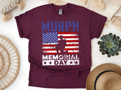 Murph Challenge Memorial Day Workout T-Shirt – Patriotic Gym Tee with US Flag – Honor Veterans Fitness Shirt