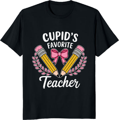 Happy Valentine Tee - Cupid's Favorite Teacher Cute Heart Valentines Day Women Kid T-Shirt