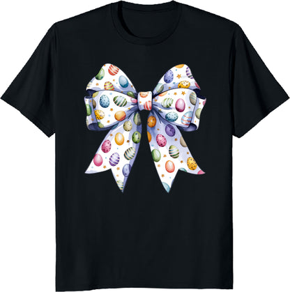 Easter Egg Bow T-Shirt - Cute Spring Holiday Design Tee