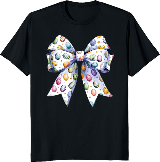 Easter Egg Bow T-Shirt - Cute Spring Holiday Design Tee