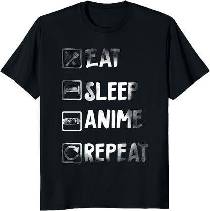 Eat Sleep Anime Repeat Otaku Lifestyle T-Shirt