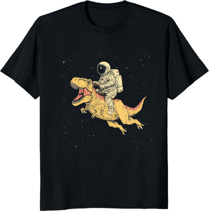 Astronaut Riding T-Rex in Space T-Shirt – Funny Dinosaur Galaxy Tee – Sci-Fi Space Lover Gift – Printed in USA