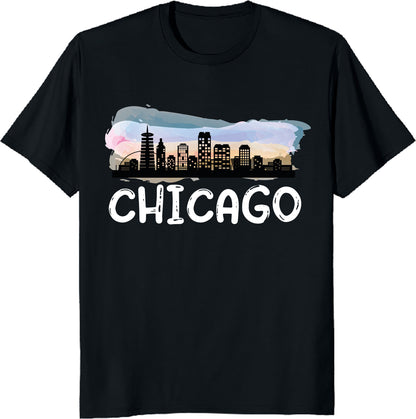 Chicago Skyline Unisex Tee - Windy City T-Shirt - Illinois Souvenir Gift - Printed in USA