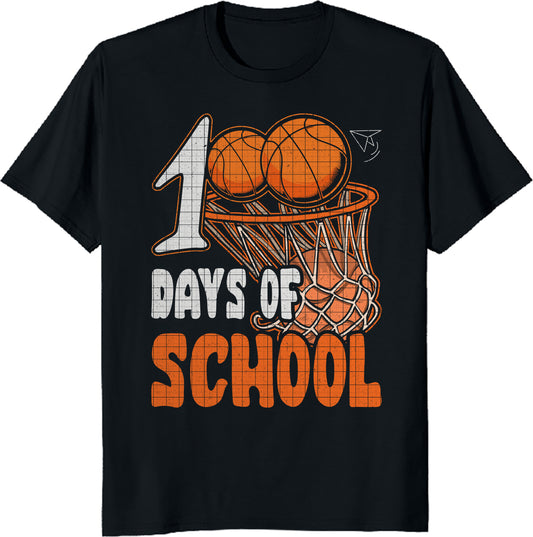 100 Days of School Basketball T-Shirt - Kids & Teacher Celebration Tee