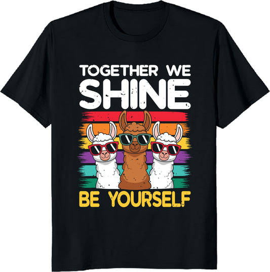 Together We Shine Llama T-Shirt - Cute and Inspirational Animal Tee