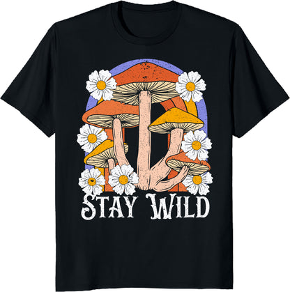 Stay Wild Mushroom Unisex Tee - Nature Lover Aesthetic T-Shirt