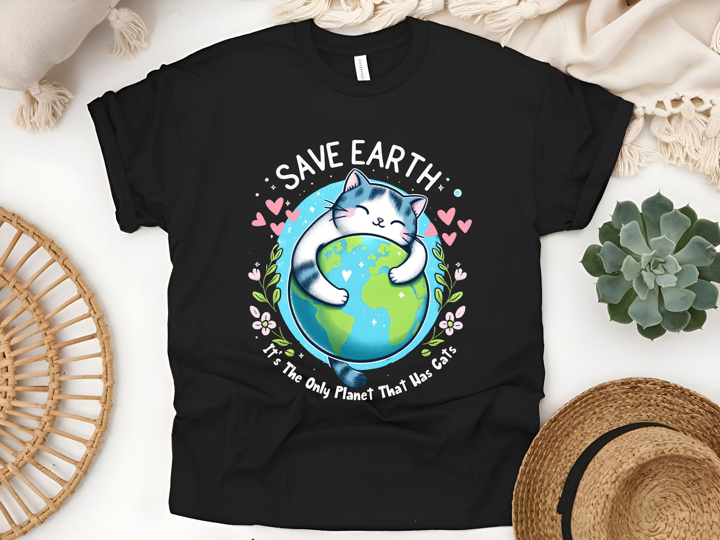 Cat and Earth Day Shirt – Save the Planet Eco Tee