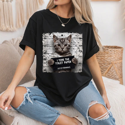 Funny Cat T-Shirt - I Shredded the Toilet Paper, Cute Kitty Mischief Tee, Cat Lover Gift