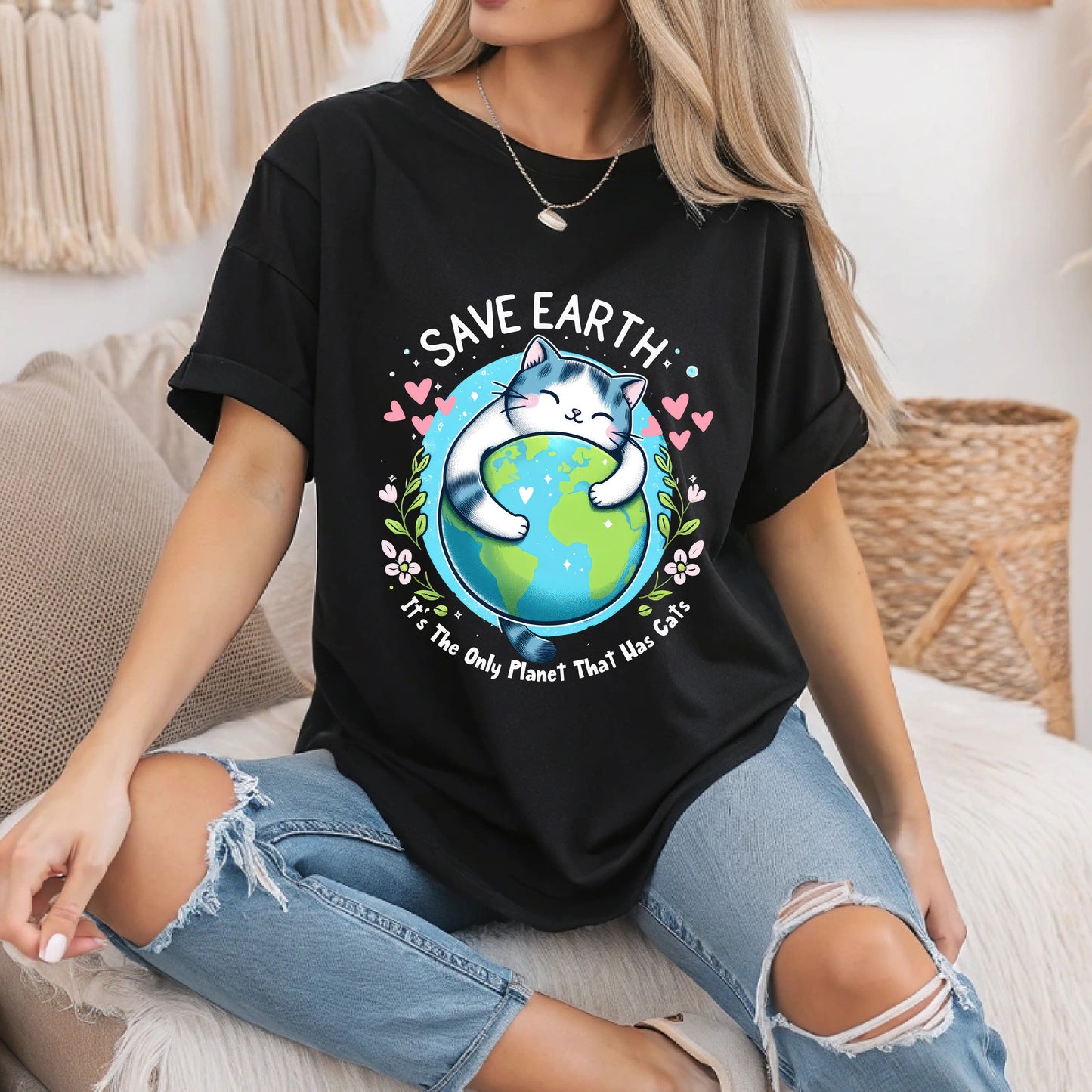 Cat and Earth Day Shirt – Save the Planet Eco Tee