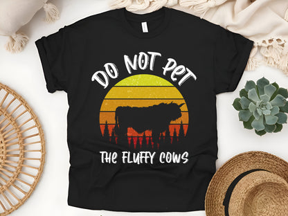 Sunset Fluffy Cows T-Shirt, Beautiful Farm Animal Sunset Tee, Cow Lover Gift, Rustic Country Life Shirt