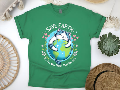 Cat and Earth Day Shirt – Save the Planet Eco Tee