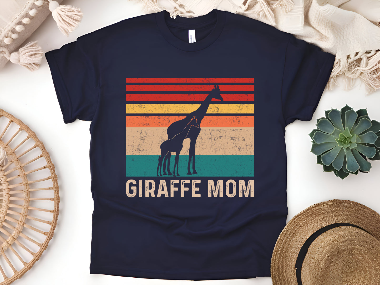 Vintage Giraffe Mom T-Shirt - Retro Animal Lover Tee, Cute Mother’s Day Gift, Unisex Family Shirt