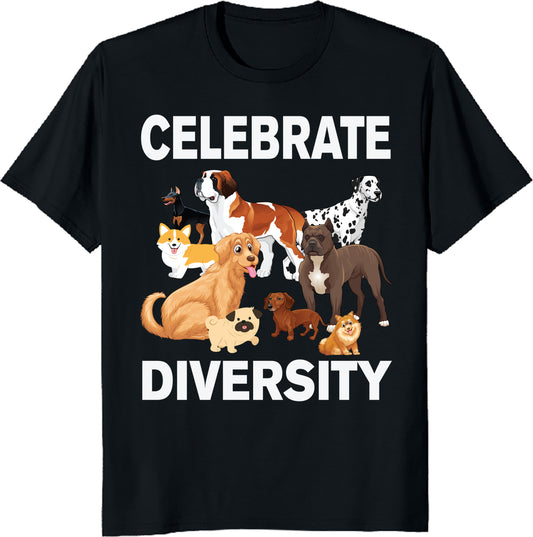 Celebrate Diversity Unisex Tee - Cute Dog Lover Tshirt