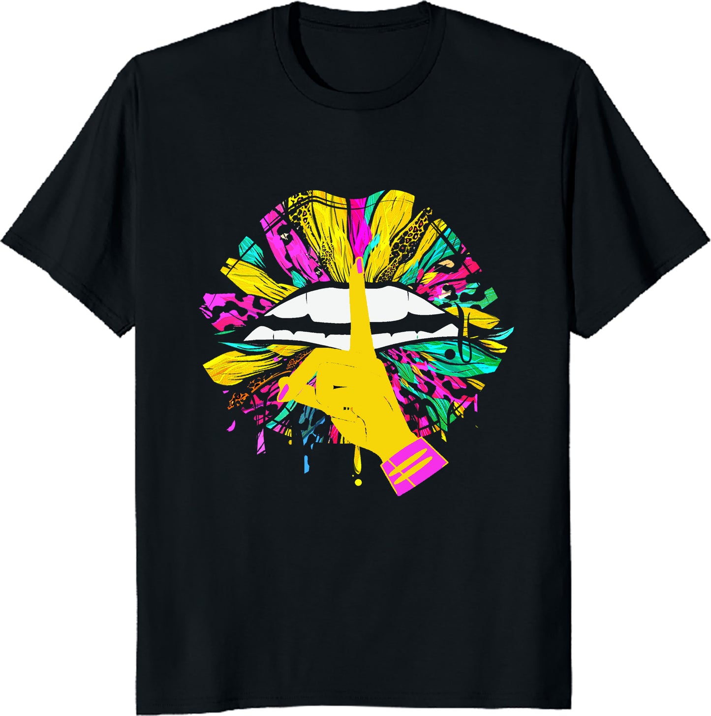 Lips Graphic Sunflower T-Shirt - Trendy Sublimation Print Tee