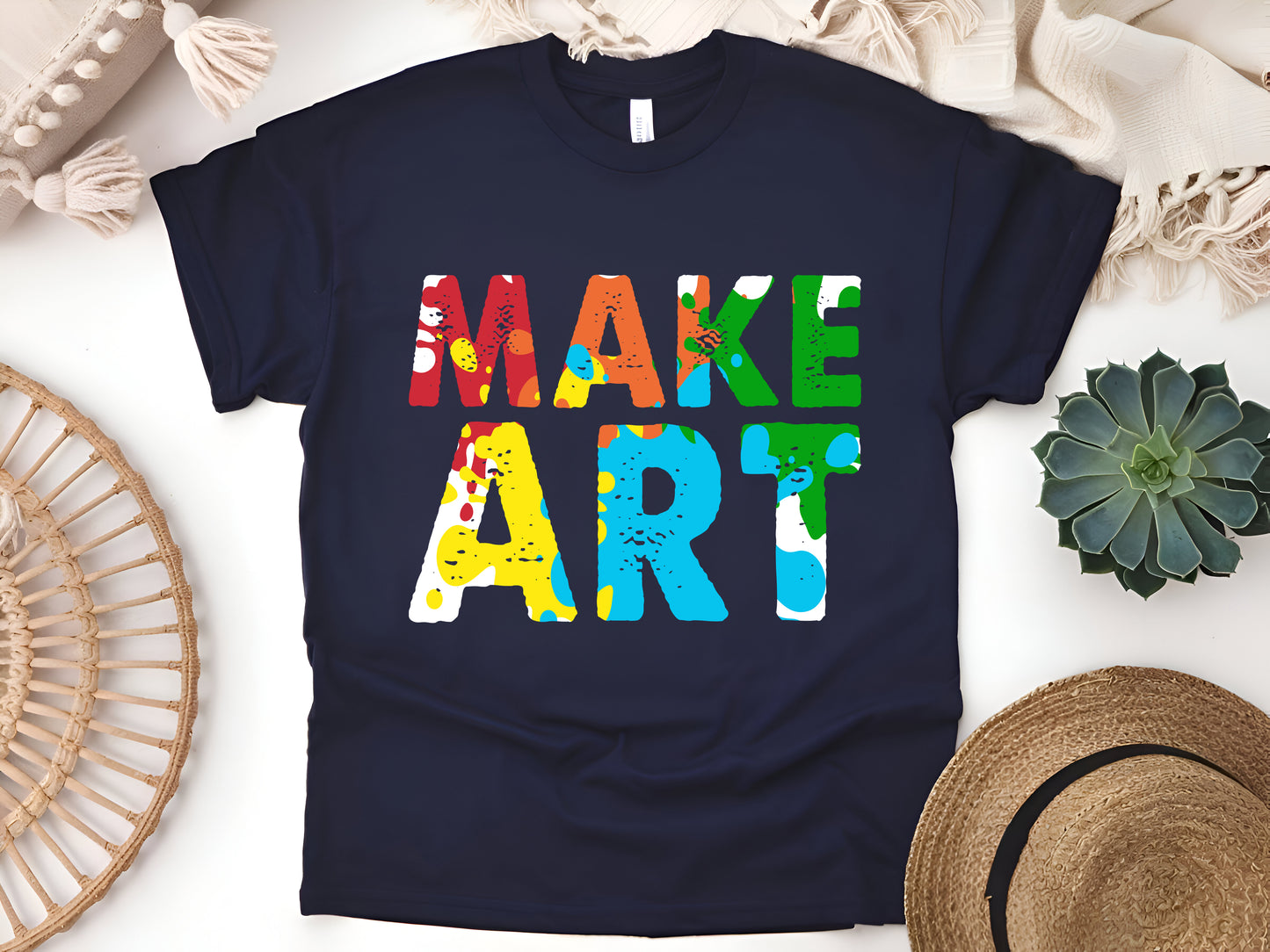 Colorful "Make Art" T-Shirt – Artistic Paint Splatter Tee – Creative Gift for Artists