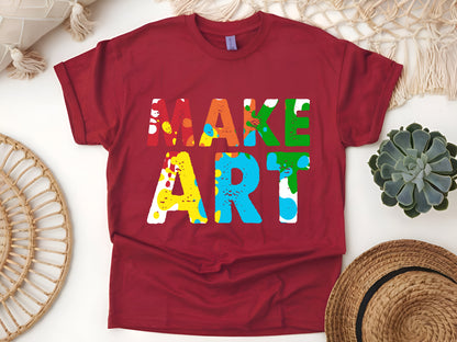 Colorful "Make Art" T-Shirt – Artistic Paint Splatter Tee – Creative Gift for Artists