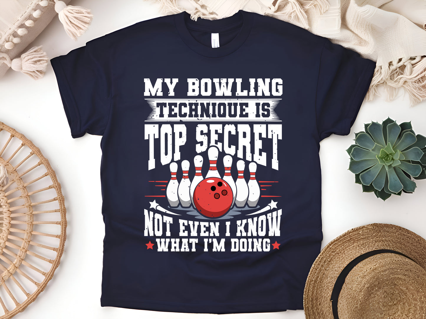 My Bowling Technique Is Top Secret Funny Bowling T-Shirt for League Players & Bowlers